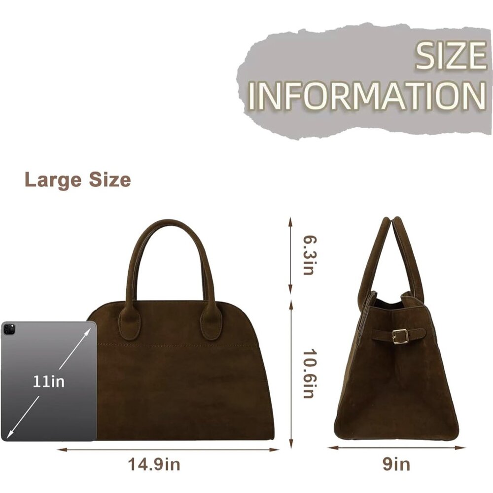 Versatile Large Suede Handbag With Detachable Str… - image 2